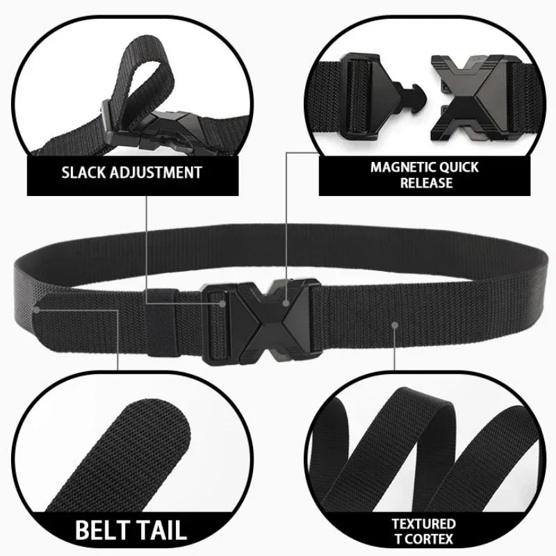 The New Men's 125cm Buckle Belt Nylon Braided Lightweight Breathable Daily Commuter Men's Belt - Live Store 4U