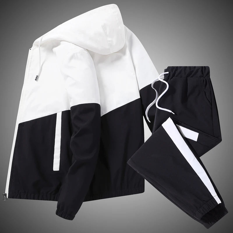 2025 Men Tracksuit Casual Joggers Hooded Sportswear Jackets And Pants 2 Piece Sets Hip Hop Running Sports Suit - Live Store 4U