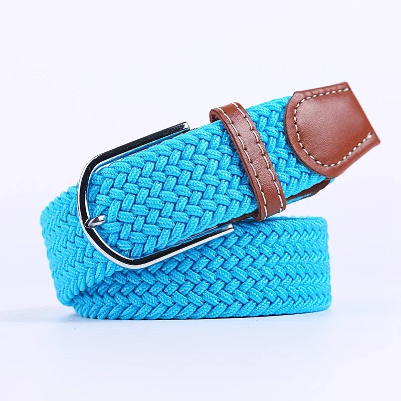 107/120/130cm UNISEX Casual Knitted Pin Buckle Women Belt Woven Canvas Elastic Expandable Braided Stretch Jeans Belts for Men - Live Store 4U