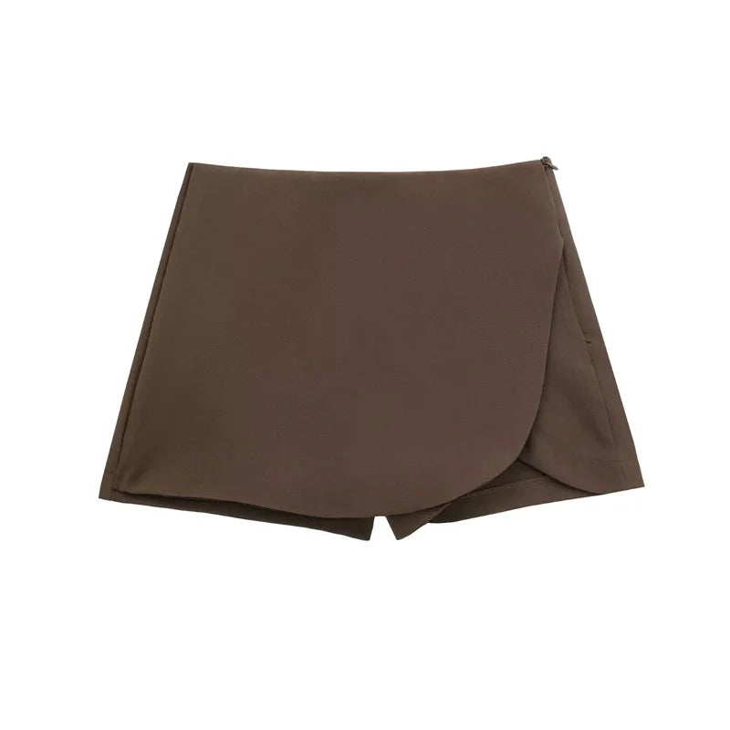 MUJER 2025 Asymmetric Skort For Women Pink Black Mini Skirt Shorts Woman Fashion High Waist Short Skirts Summer Casual Shorts