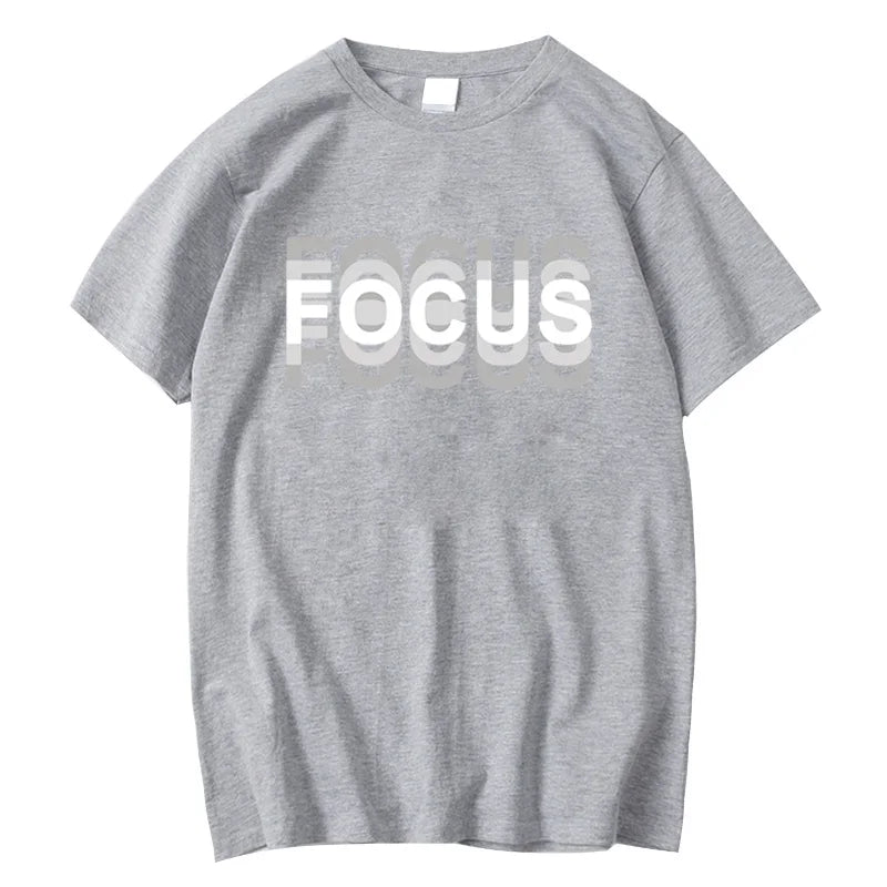 Summer Men's 100% Cotton High Quality Casual Sports Loose Oversized Funny Focus Print Round Neck Short Sleeved T-shirt Tops - Live Store 4U