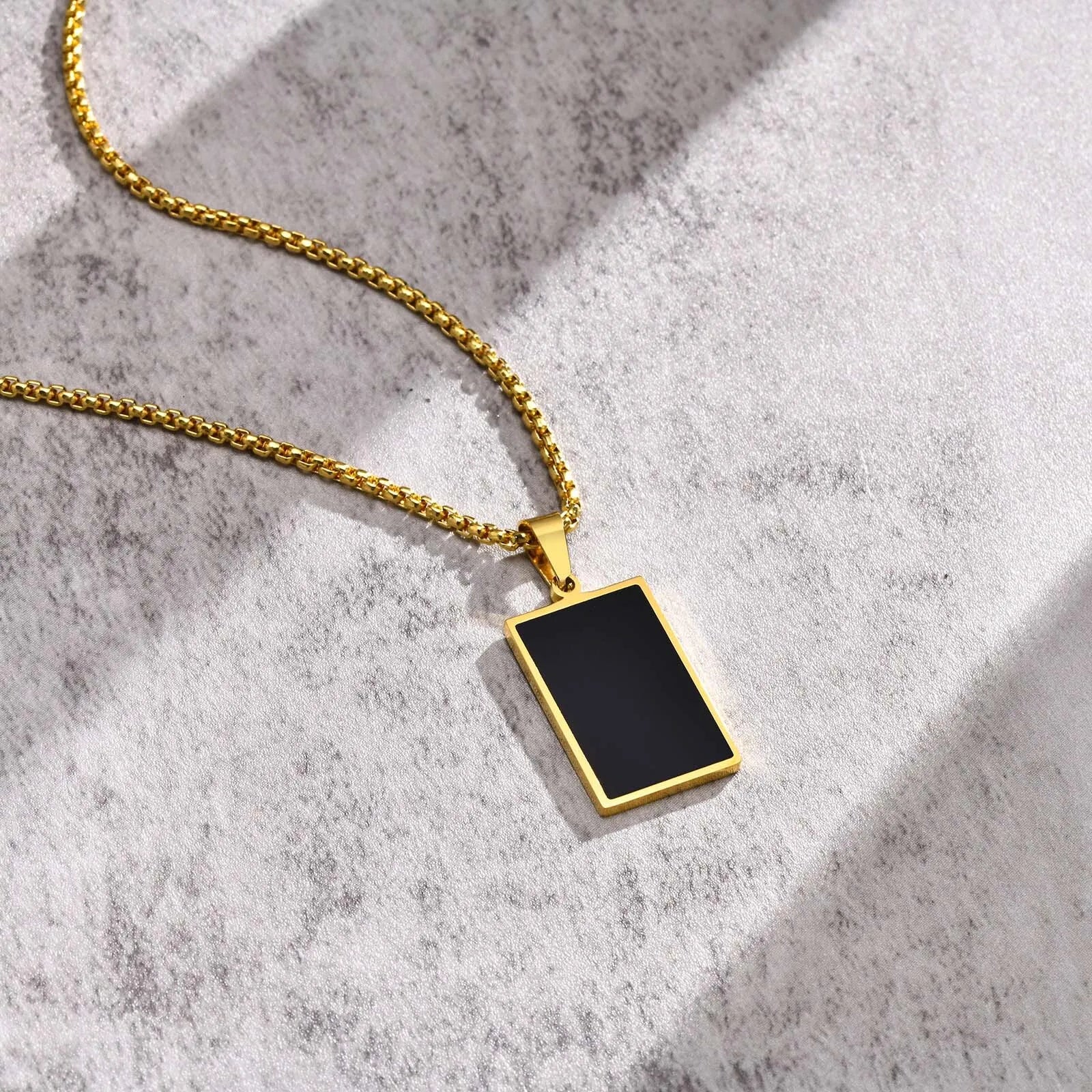 Vnox Small Dogtags Pendant Necklaces for Men Boys,Black Silver Color Stainless Steel Military Dog Tag with Box Chain Gift to Him