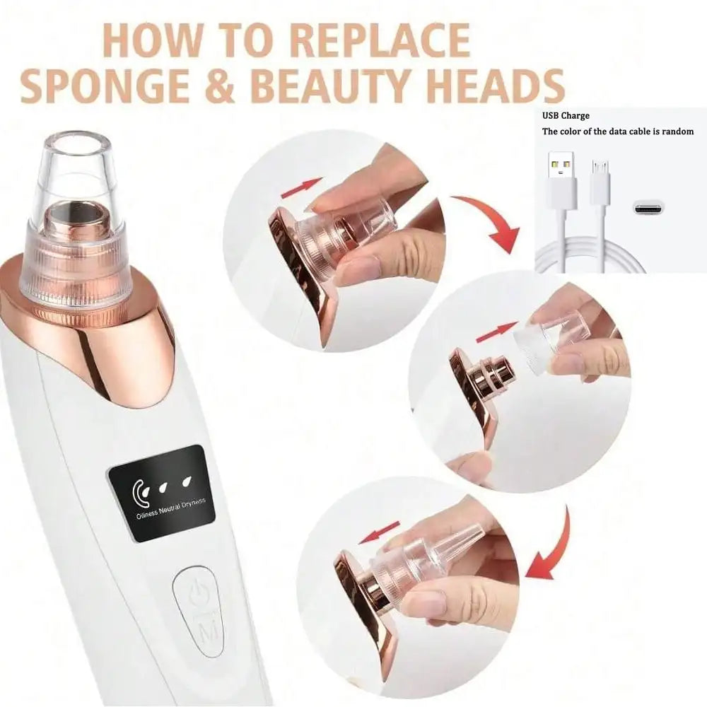 5 Suction Power Blackhead Remover Pore Vacuum,Women Blackhead Remover Pore Vacuum,FacialPoreCleaner Kit For Adult ExtractorTool