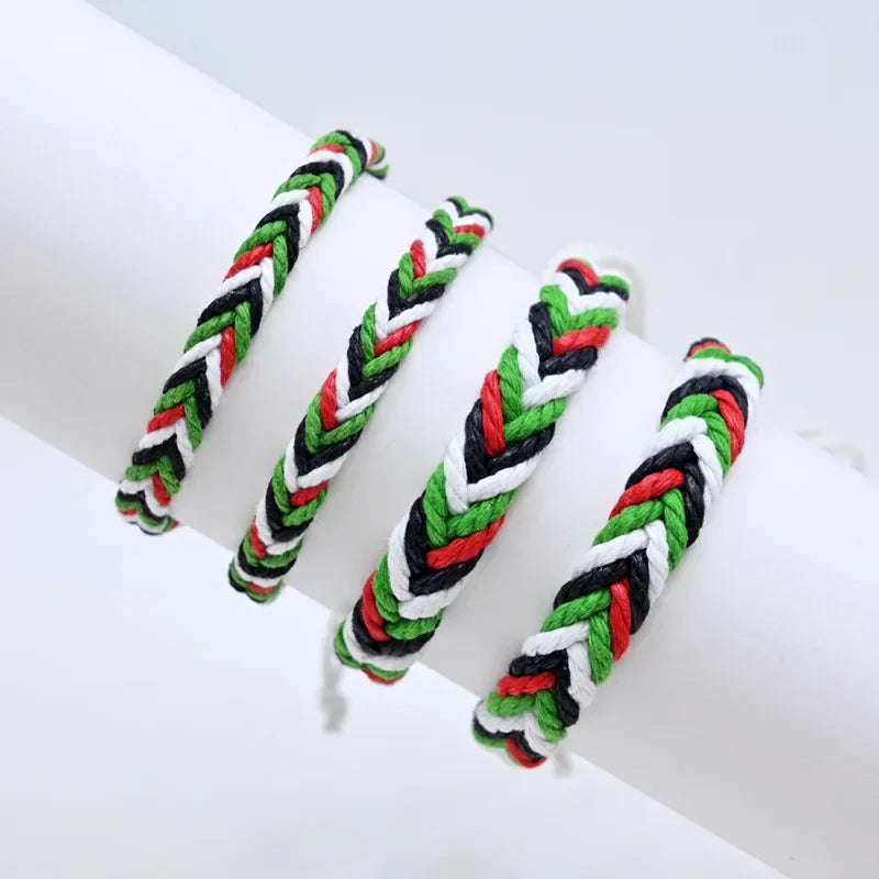 Palestine Bracelet for Men Women Geometric Polka Dot Multicolor Hand Weave Arabic Style Gaza Flag Jewelry Accessories Bracelets