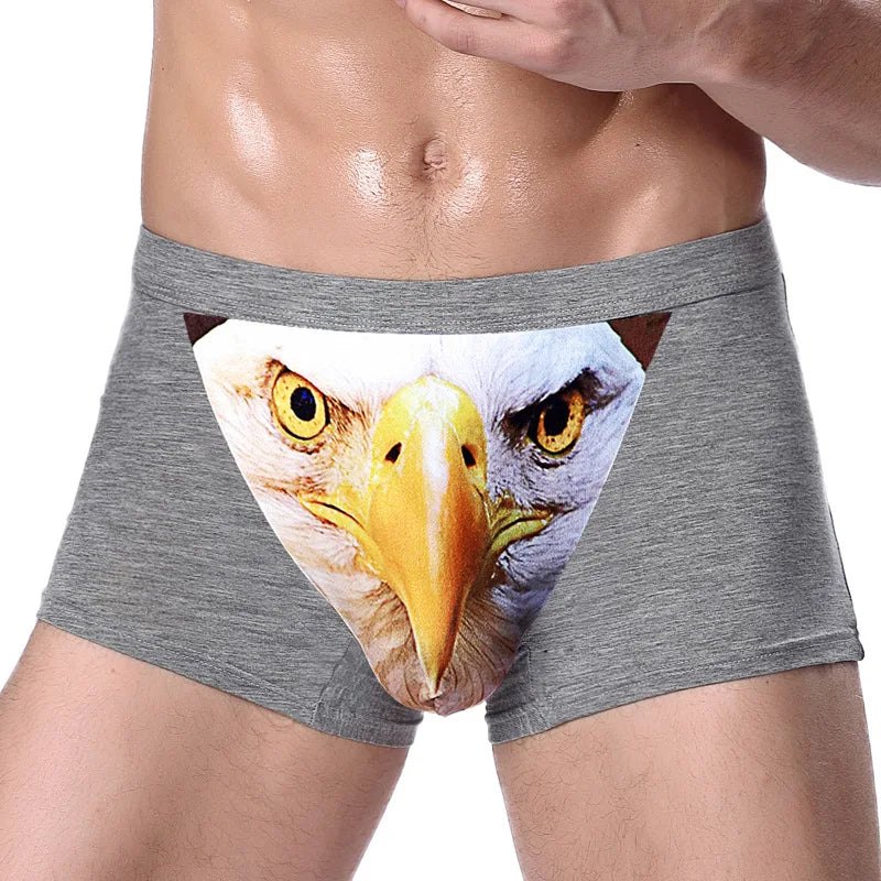 Boxer Men Underpants Modal Men's Wolf Eagle Panties Cartoon Animal Funny Hombre U Pouch Bulge Underwear Men Lingerie Gift
