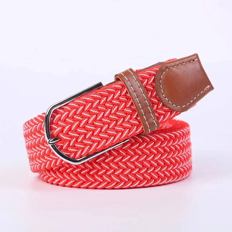 107/120/130cm UNISEX Casual Knitted Pin Buckle Women Belt Woven Canvas Elastic Expandable Braided Stretch Jeans Belts for Men - Live Store 4U