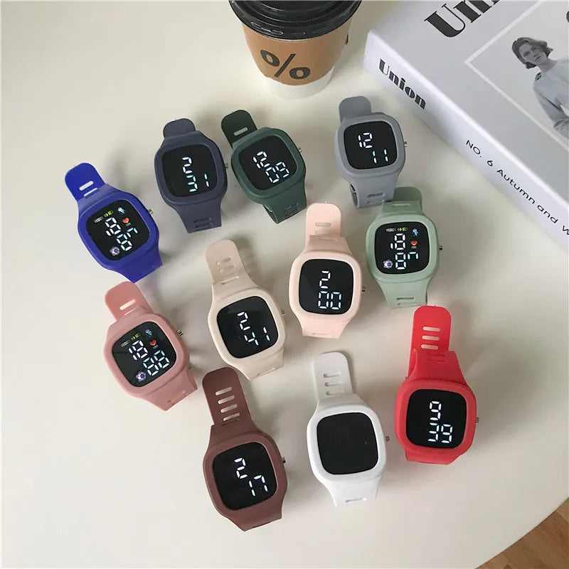 Men Women Watch Led Digital Sports Watch For Kids Boys Girls Square Big Dial Waterproof Silicone Men's Electronic Wristwatch