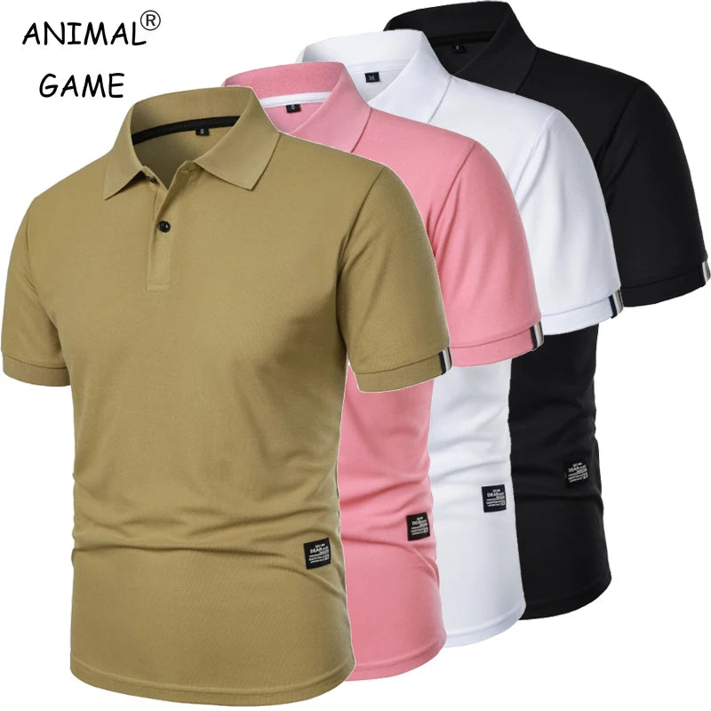 New Solid Color Polo Shirt Men's Short Sleeve Button Tshirts Lapel Lightweight  Streetwear Sport Casual Tops - Live Store 4U