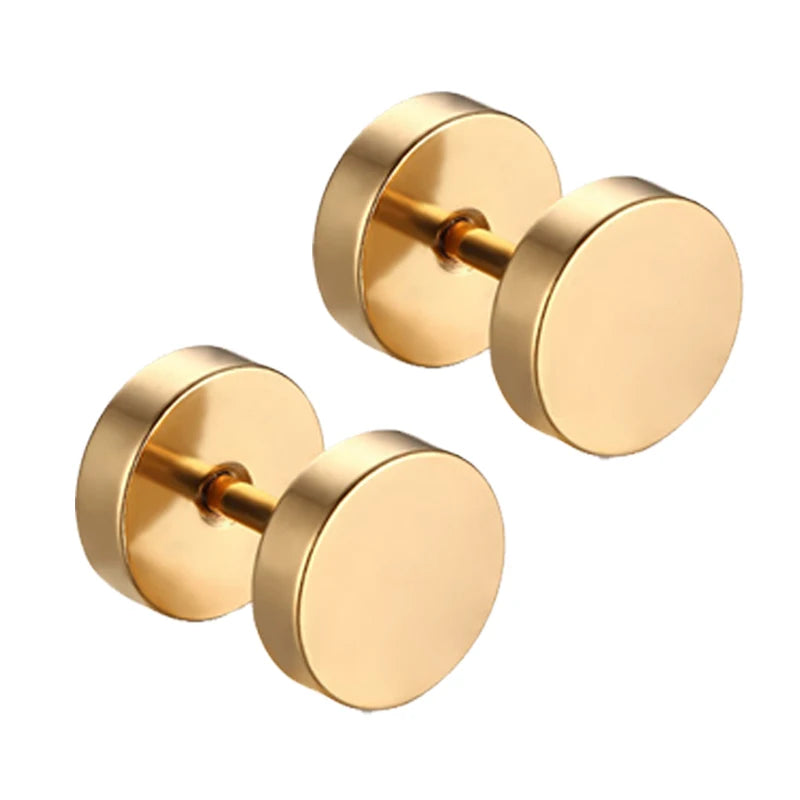 1 Pairs Multi Types Unisex Black Gold Color Stainless Steel Earring For Women Men Punk Gothic Piercing Fake Earrings Jewelry - Live Store 4U
