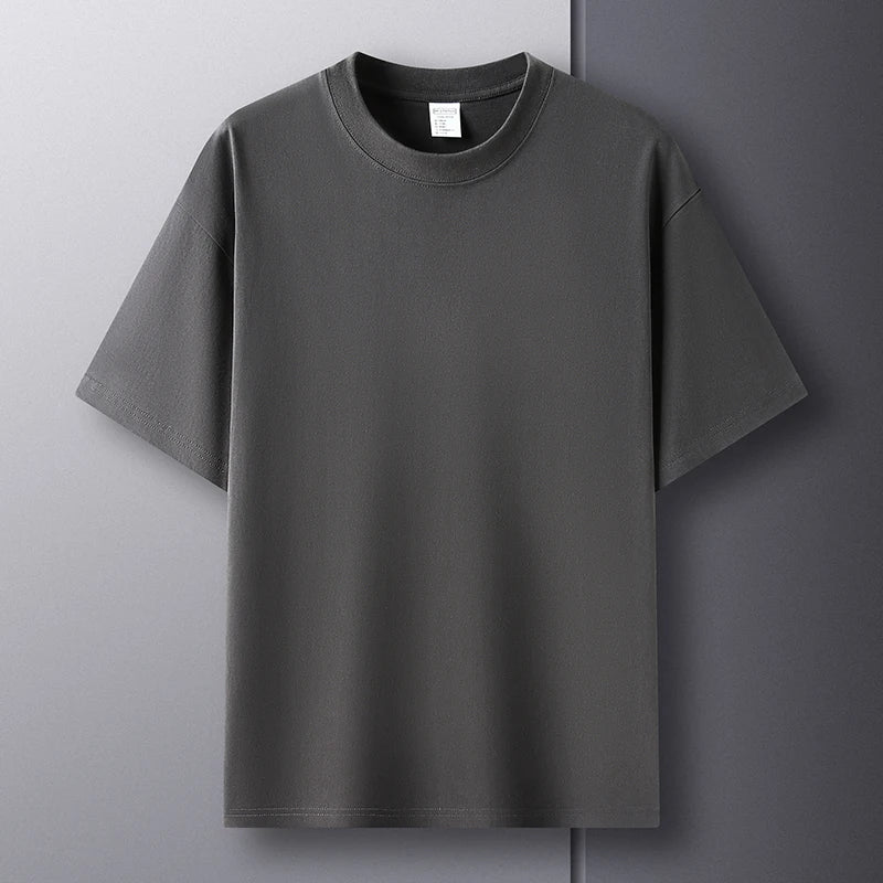 100% pure cotton summer high-end brand men's short sleeve round neck fashionable style half sleeved top breathable T-shirt - Live Store 4U