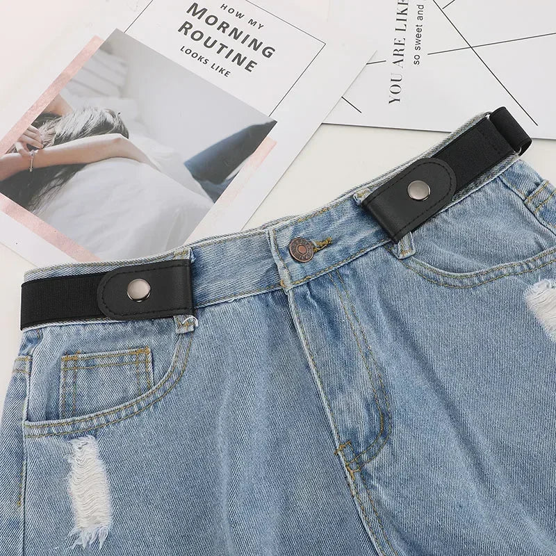 Buckle-Free Belt For Jean Pants,Dresses,No Buckle Stretch Elastic Waist Belt For Women/Men,No Bulge,No Hassle Waist Belt - Live Store 4U