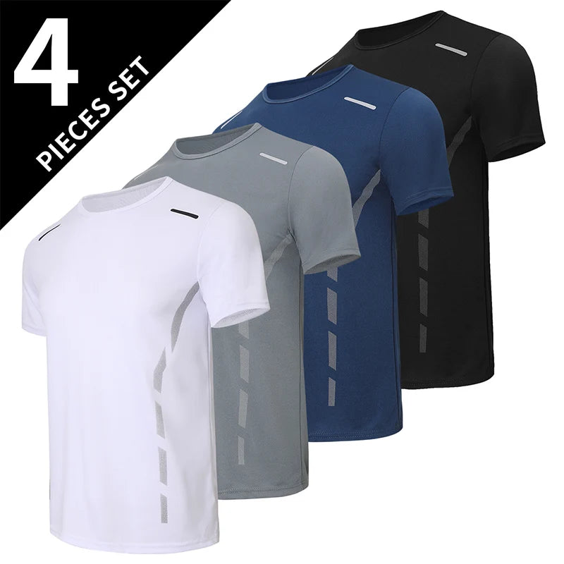 1/3/4 Pieces Summer Men's Printed Quick-drying Breathable Short-sleeved Plus Size Loose Sports Casual T-shirt Multicolor Choice - Live Store 4U