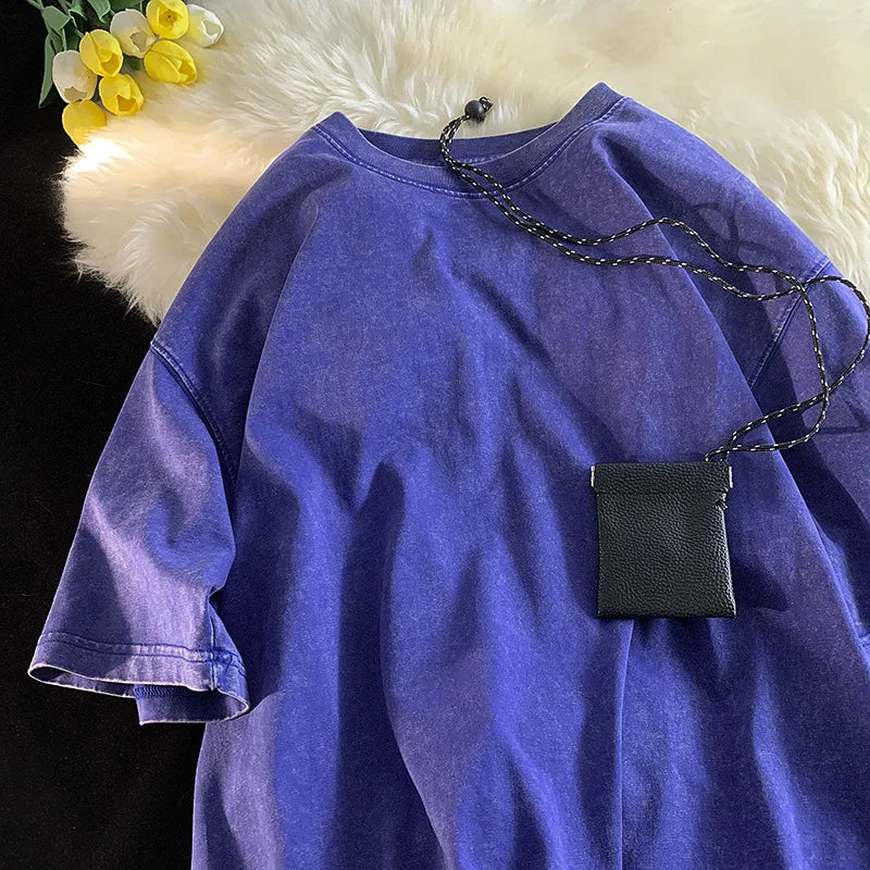 Quality Oversized Acid Washed Y2K T Shirt men Vintage T-shirts Streetwear Mineral Wash Tee Shirts boy Loose Luxury Brand Tops - Live Store 4U