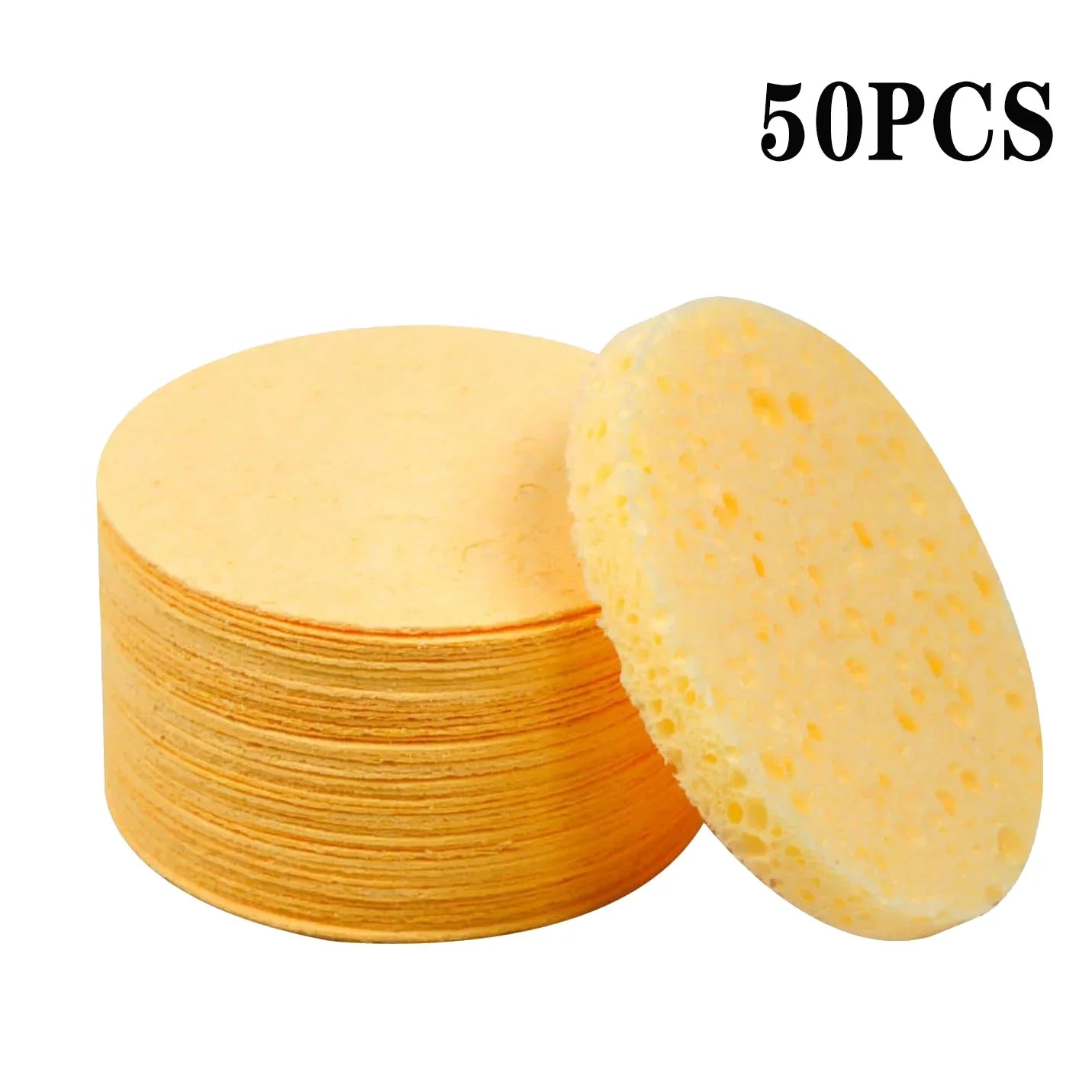 50PCS Face Cleaning Sponge Pad for Exfoliator Mask Facial SPA Massage Makeup Removal Thicker Compress Natural Cellulose Reusable