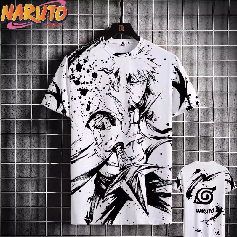 MINISO Naruto Men's T Shirt Japanese Anime 3D Prints Casual Short Sleeve Tees Street Oversized Clothing Fashion Cartoon T-Shirts - Live Store 4U
