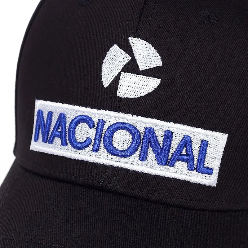 Embroidered "NACIONAL" Baseball Cap with Signature - style Logo