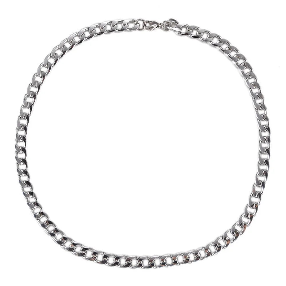Hip Hop Cuban Chain Necklace Rock Stainless Steel Basic Chain Men Necklace Simple Necklace For Women Fashion Party Jewelry - Live Store 4U