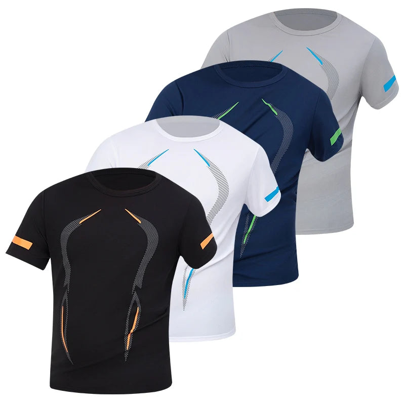 1/2/4Pcs Men's Summer Solid Color Mix And Match Short-sleeved Young Men's Loose Quick-drying Sports Running Shirt Middle-aged T- - Live Store 4U