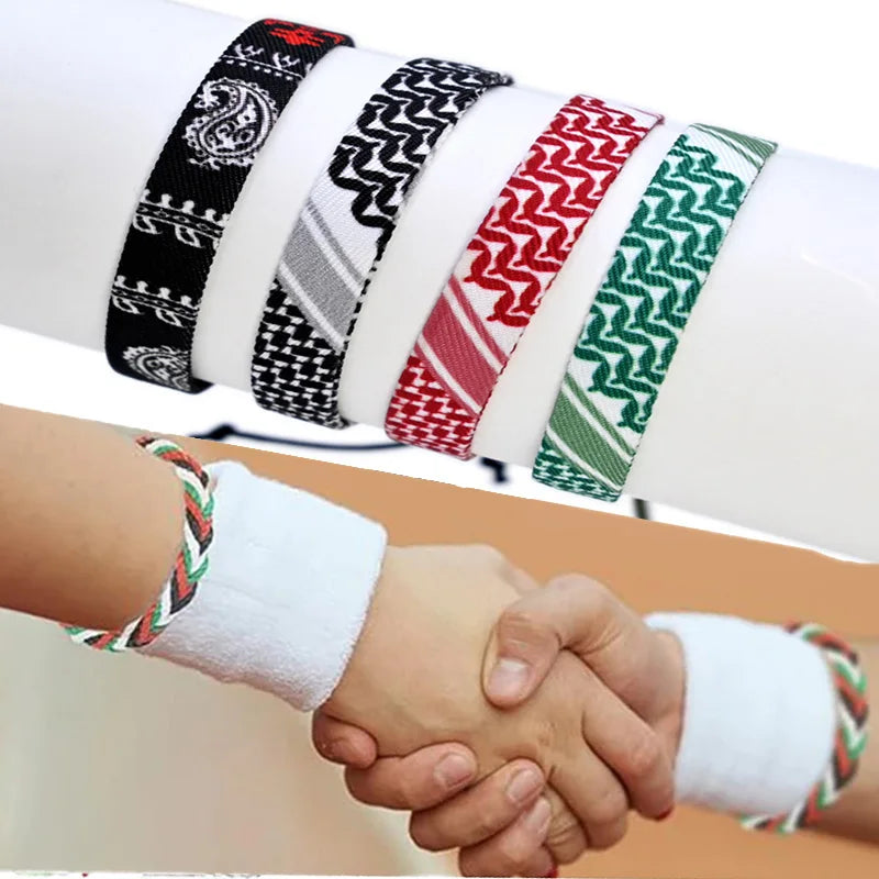 Palestine Bracelet for Men Women Geometric Polka Dot Multicolor Hand Weave Arabic Style Gaza Flag Jewelry Accessories Bracelets