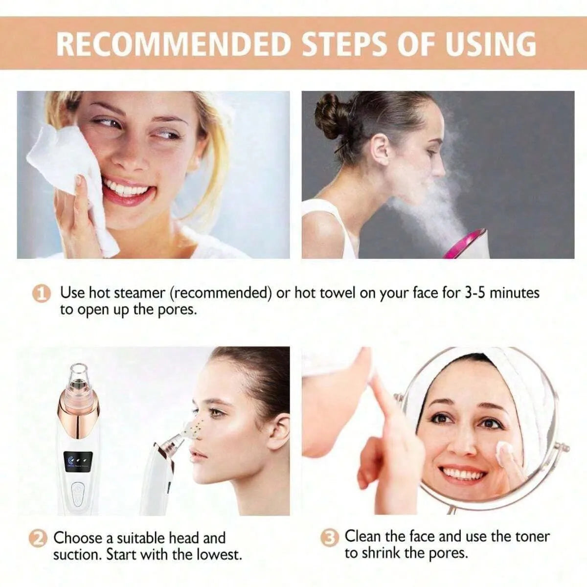 5 Suction Power Blackhead Remover Pore Vacuum,Women Blackhead Remover Pore Vacuum,FacialPoreCleaner Kit For Adult ExtractorTool