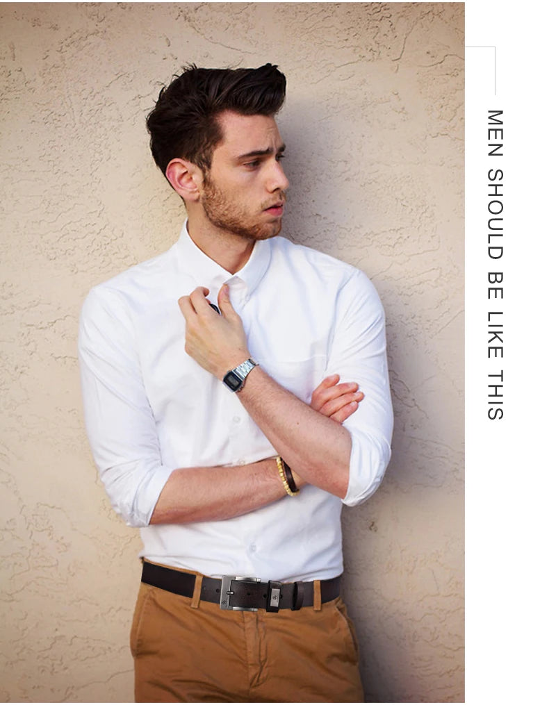 New Trend Men's High Quality Buckled Jeans Leather Casual Belt Business Cowboy Belt Men's Fashion Designer - Live Store 4U