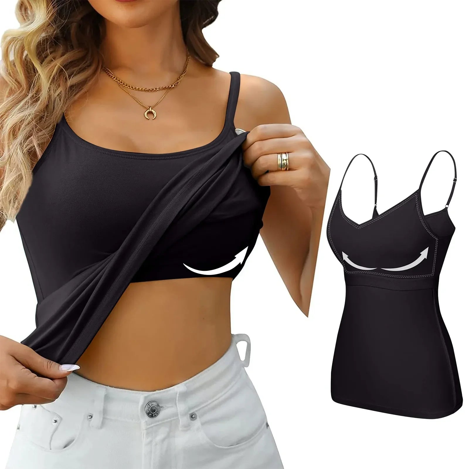 Padded Bra Tank Top Women Modal Spaghetti Solid Cami Top Vest Female Adjustable Camisole With Built In Bra Fitness Clothing - Live Store 4U