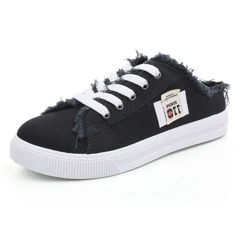 2024 Spring Summer Women Canvas Sneaker Low Top Denim Sneakers Ladies Lace-Up Flat Canvas  Board Shoes Female sapatos femininos