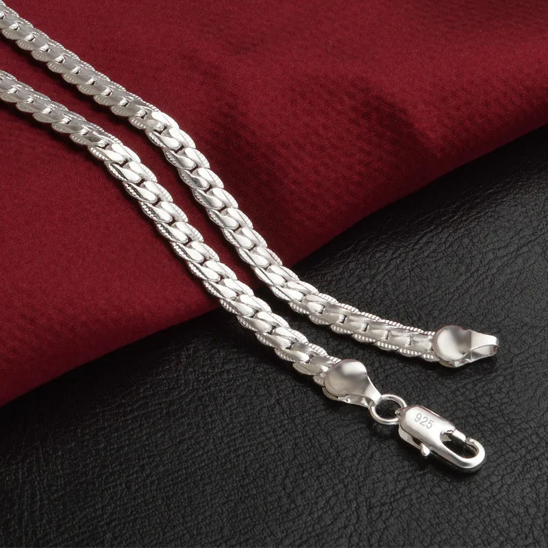 20-60cm 925 Sterling Silver Luxury Brand Design Noble Necklace Chain For Woman Men Fashion Wedding Engagement Jewelry Gifts - Live Store 4U