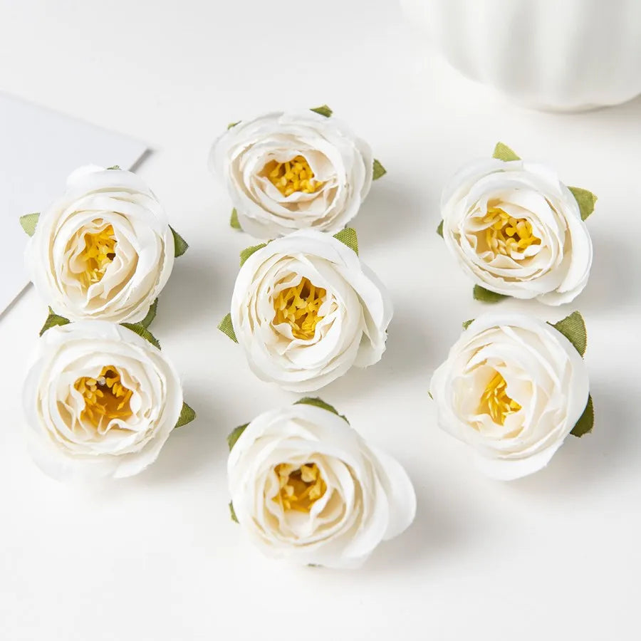 50/100Pcs Silk Tea Bud Roses Home Wedding Christmas Decoration Bridal Accessory Outdoor Garland Diy Scrapbook Artificial Flowers