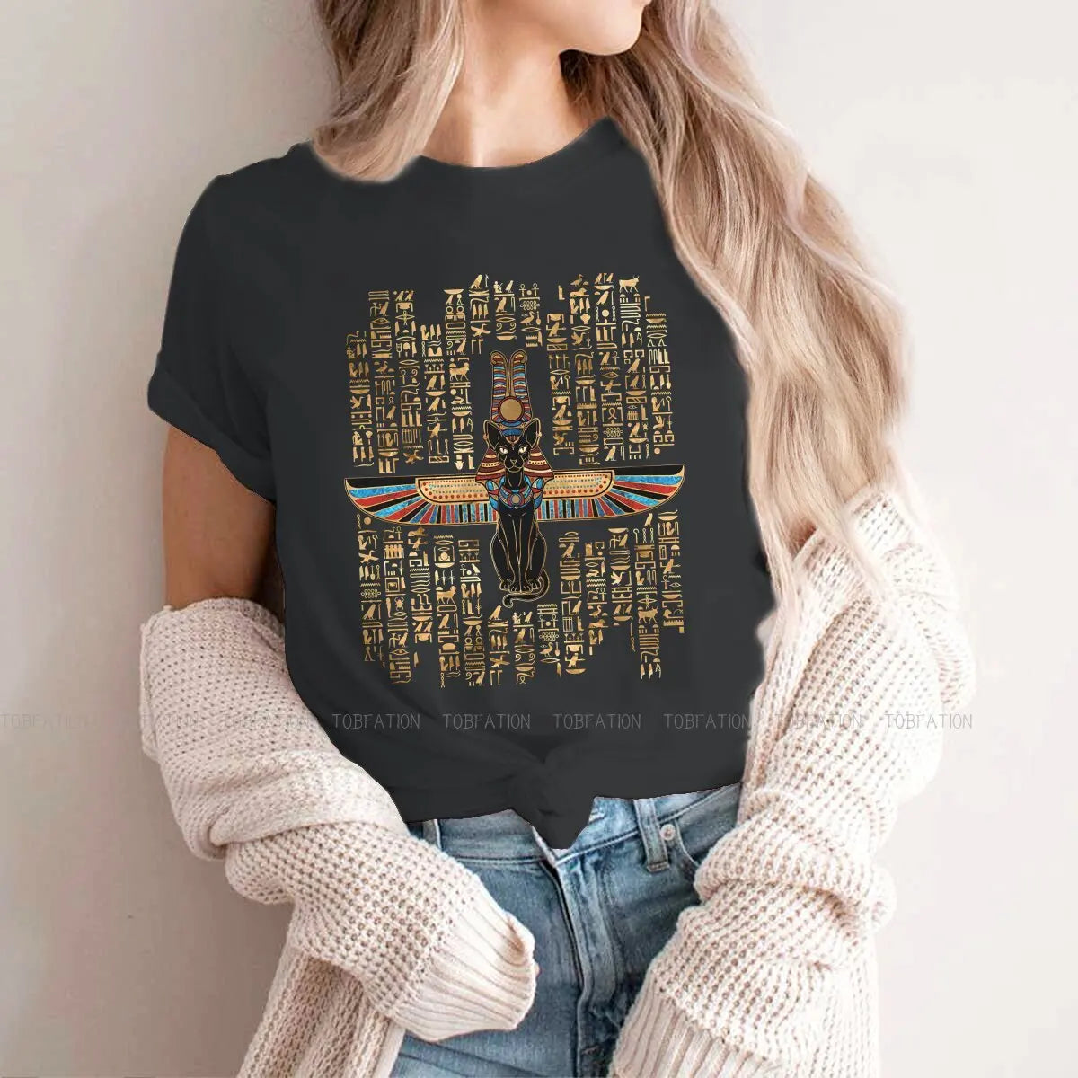 Classic Women Shirts Ancient Egypt Egyptian Korean StyleT-shirt Kawaii 100% Cotton Female Blusas