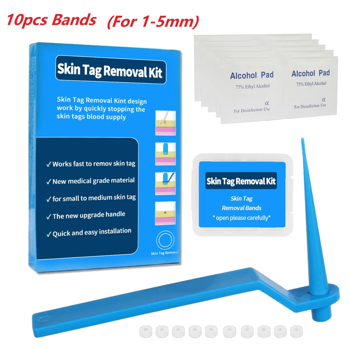 1 Set Skin Tag Removal Kit Skin Mole Wart Remover Micro Band Skin Tag Removal Kit Tag Treatment Tools Set Beauty Tools For 1-5mm