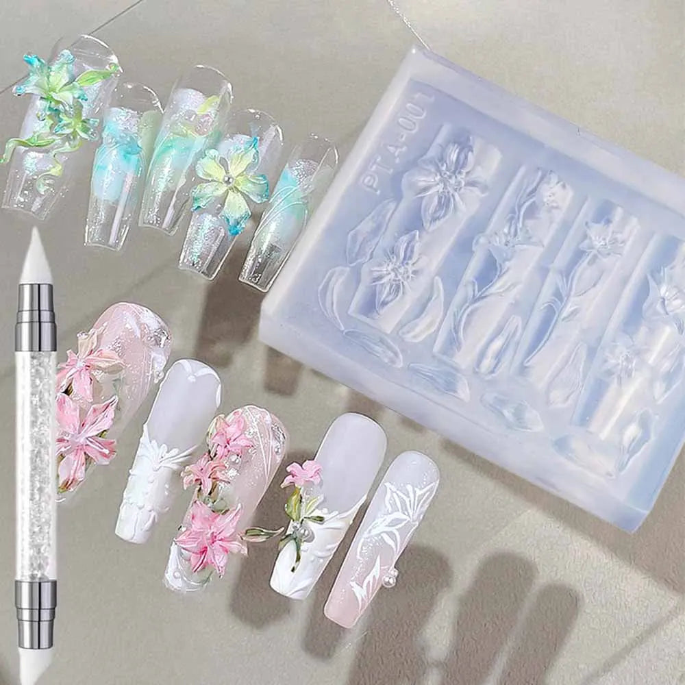 1 set Cute Ballet Bows Nail Art Molds Tools for Charms Exquisite Template Decorations Supplies for Carving Tool DIY Accessories