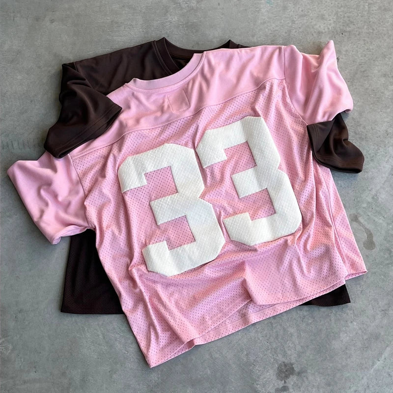 Y2K Retro Jersey Quick Dry Breathable Mesh T Shirt Men Women Street College Sports Wear Oversized Unisex Football Training Wear - Live Store 4U