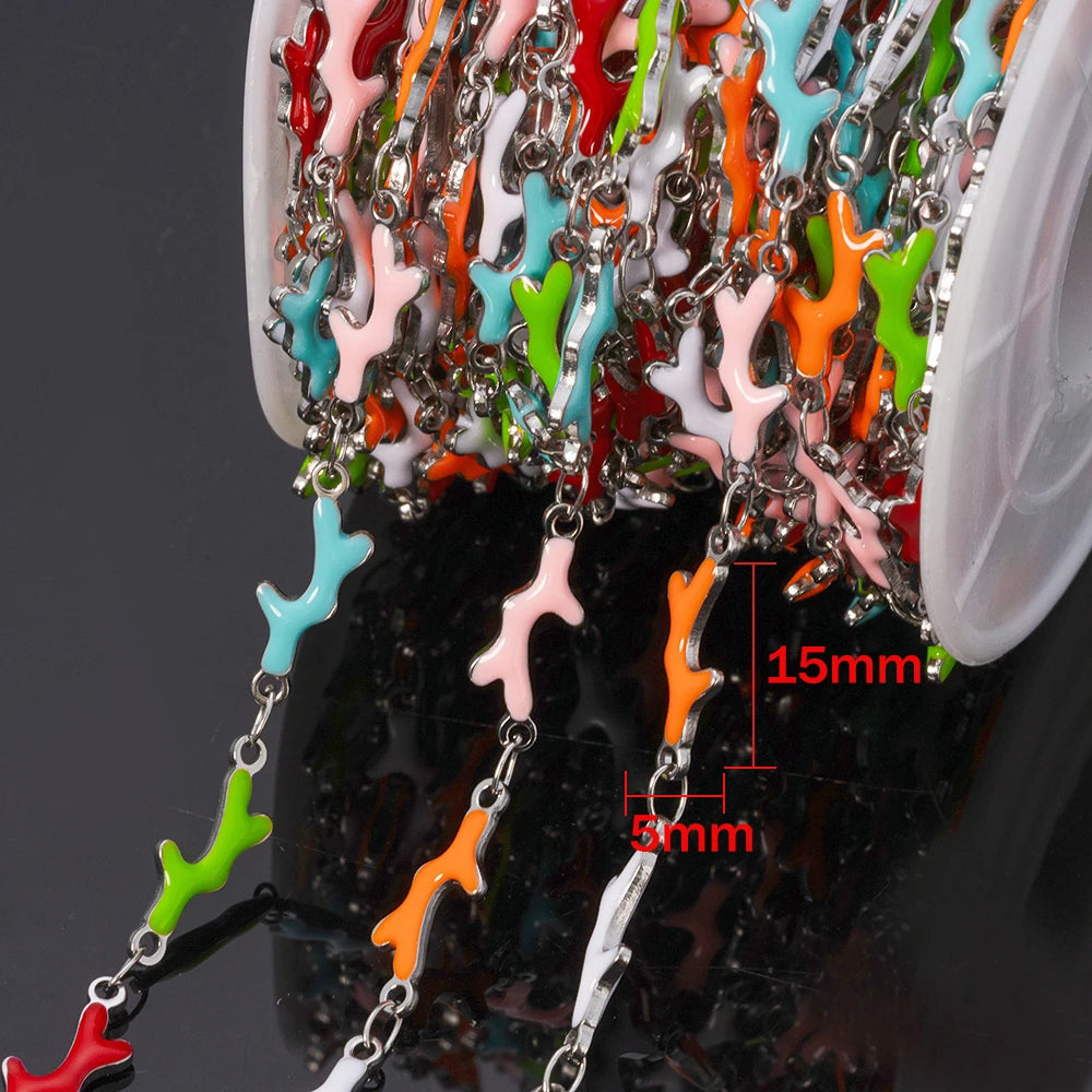 1Meter Stainless Steels Enamel Ocean Animal Charms Chains for DIY Necklaces Making Jewelry Findings Bracelets Anklet Component