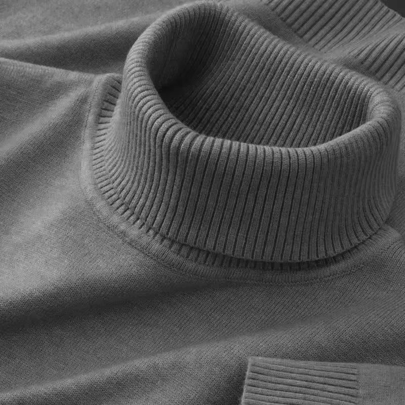 New Mens Knitted Sweaters Solid Color Turtleneck Breathable Pullovers Warm Outdoor Basic Streetwear autumn Business Tops - Live Store 4U