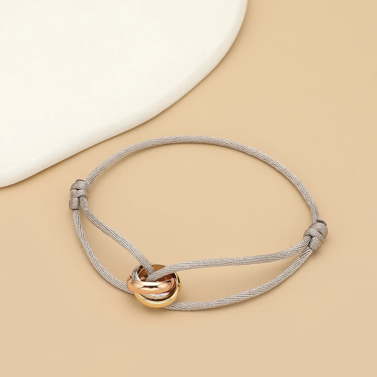 Simple Fashion Unisex Bracelet 3 Metal Round Circle Accessory Adjustable Men's Rope Bracelet for Women Jewelry Gifts - Live Store 4U
