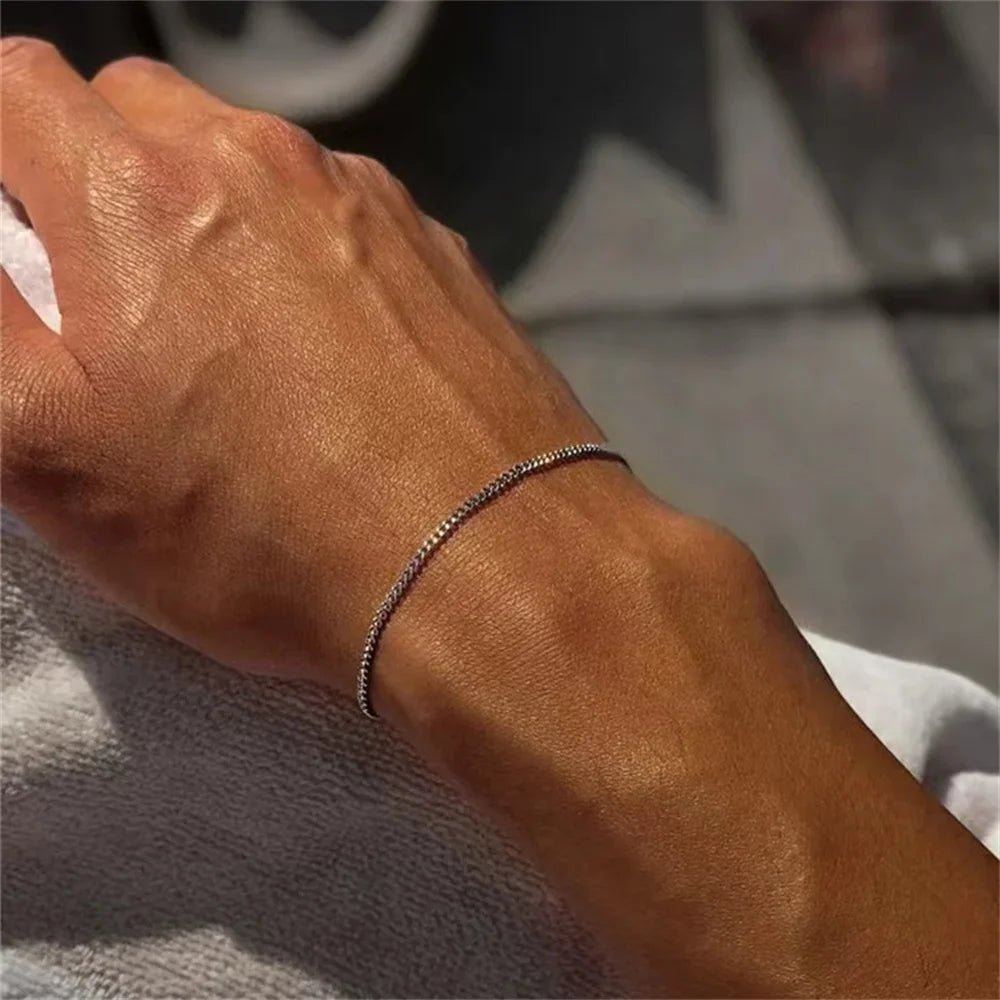 3mm Stainless Steel Cuban Chain Bracelet Men's Street Hip Hop Jewelry Accessories Adjustable Open Bracelet - Live Store 4U