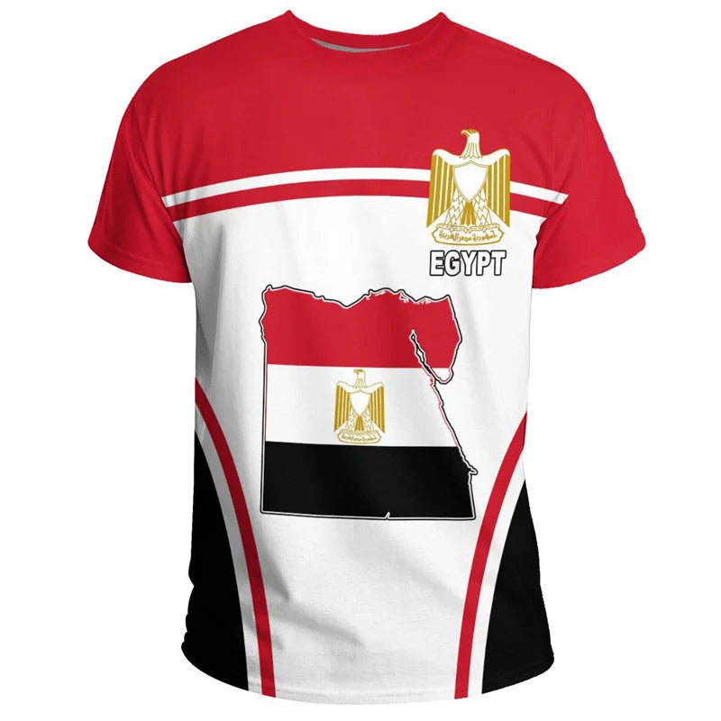 Egypt Pattern T-shirt Summer African 3D Printed Coat Of Arms T Shirts For Men Casual Crew Neck Tees Sports Loose Short Sleeves