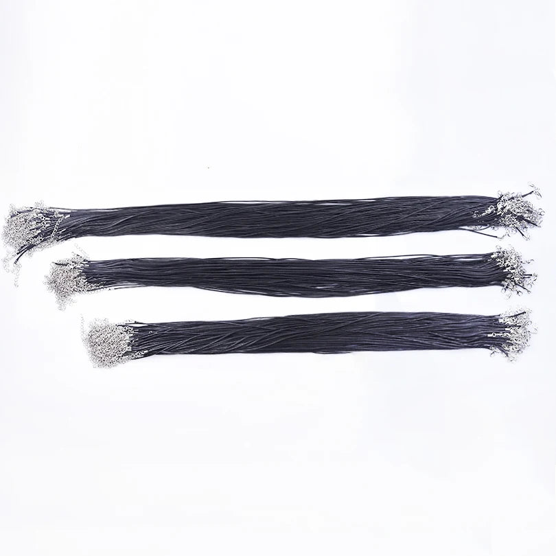 10/20/30pcs DIY 50cm Leather Rope Chain Necklace For Women Men Accessories Black Color Braided Adjustable Wax Cord Lobster Clasp - Live Store 4U