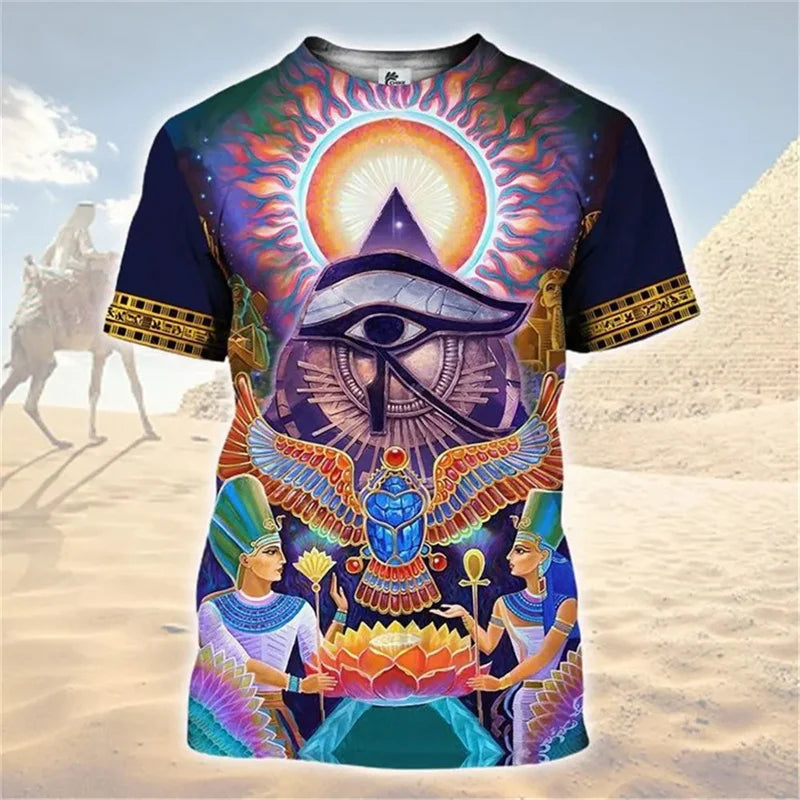 Ancient Egypt Goddess T Shirt For Men Vintage 3D Printed Egyptian Short Sleeve Summer Street T-Shirts Fashion Loose Tops Tees