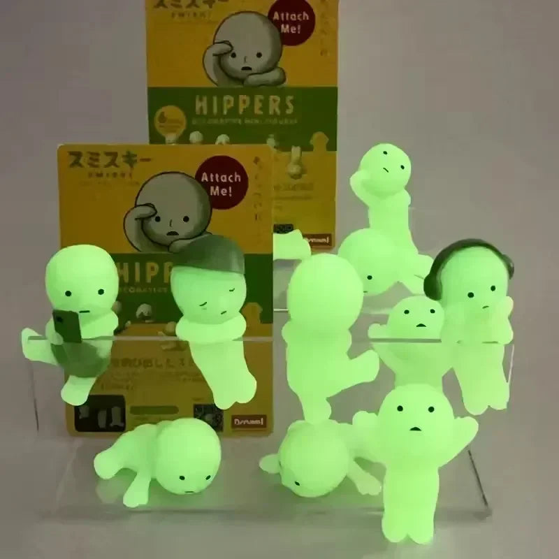 New Hot Sonny Angel Smiski Work Serie Mystery Cute Noctilucent Green Doll Action Figures Cartoon Desktop Blind Box Xmas Gift Toy