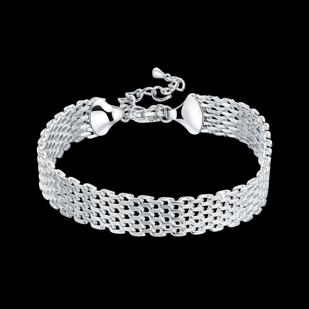 Fine 925 Sterling Silver Noble Nice Chain Solid Bracelet for Women Men Charms Party Gift Wedding Fashion Jewelry Hot Model - Live Store 4U