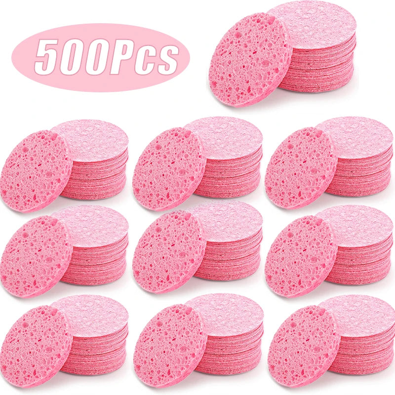 50PCS Face Cleaning Sponge Pad for Exfoliator Mask Facial SPA Massage Makeup Removal Thicker Compress Natural Cellulose Reusable