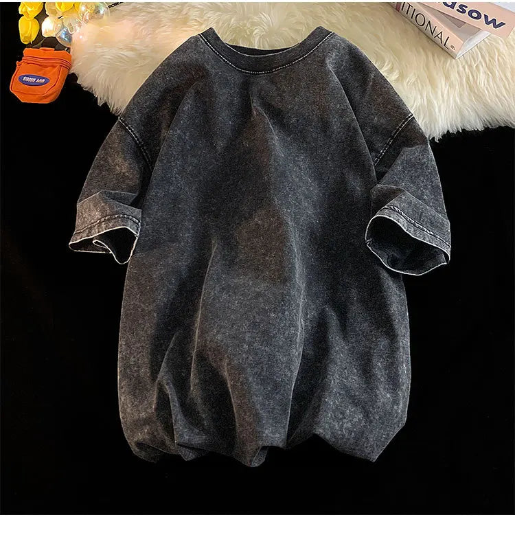 Quality Oversized Acid Washed Y2K T Shirt men Vintage T-shirts Streetwear Mineral Wash Tee Shirts boy Loose Luxury Brand Tops - Live Store 4U