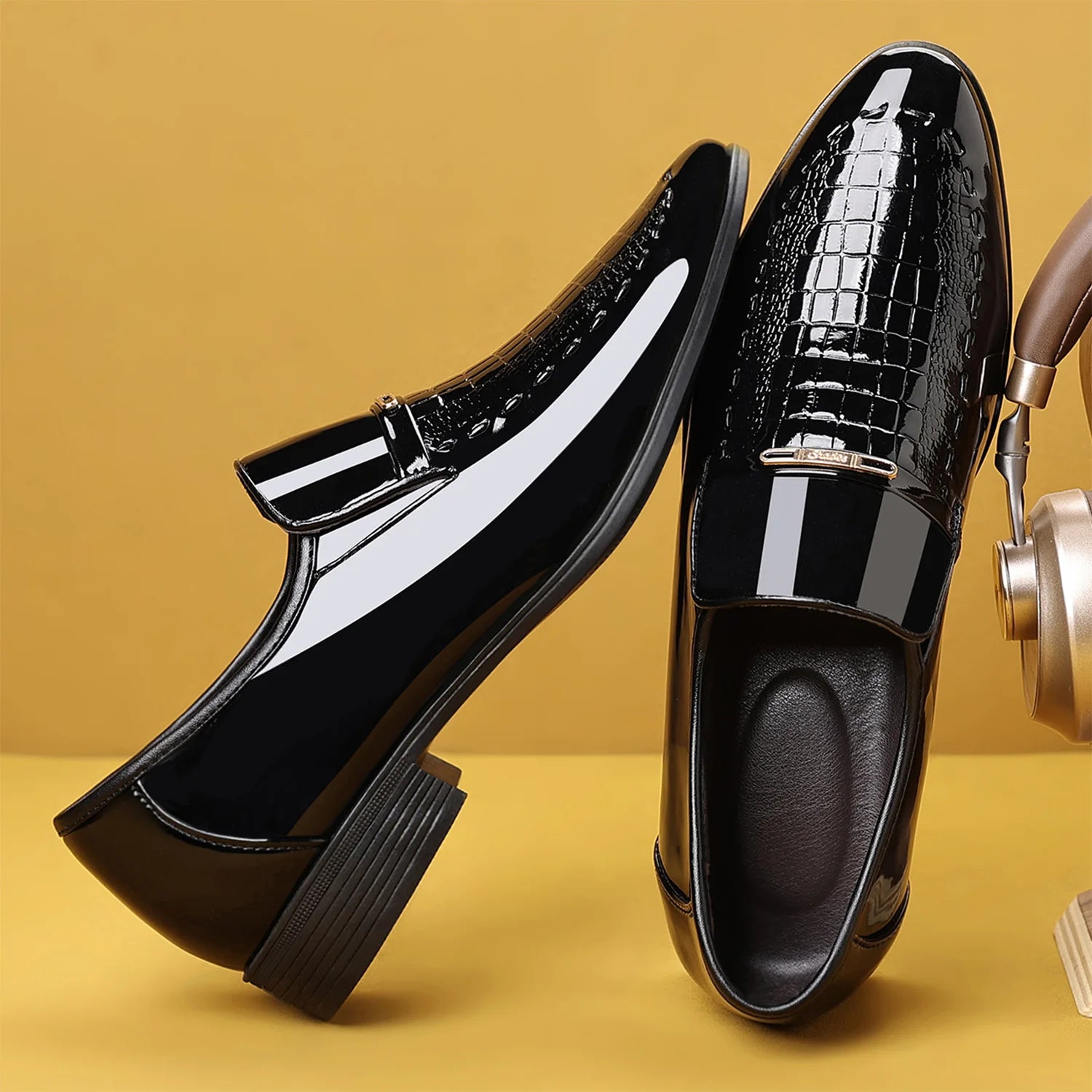 men's dress shoes elegant animal texture wedding office party summer slip-on commuting classic men's formal shoes