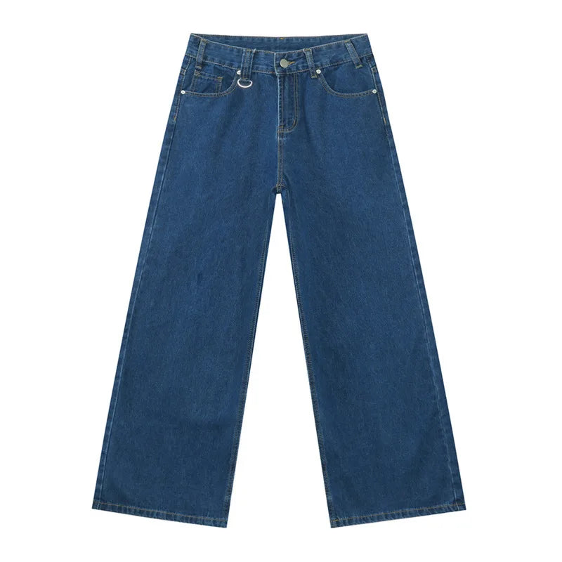 IEFB 2024 Autumn Men Denim Pants Straight Droop Vintage Loose Bottom Straight Wide Leg Casual Male Trousers Korean Style 9C1519 - Live Store 4U