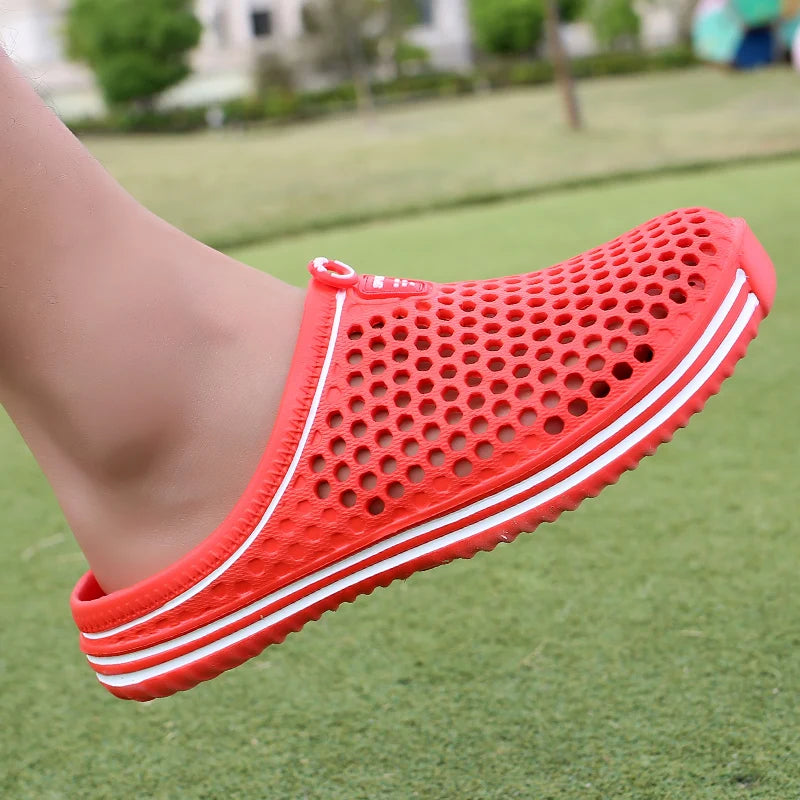 Summer Couple Breathable Half Slippers Men Outdoor Baotou Hole Sandals Beach Flip-flops Men's Casual Flip-flops Platform Sandals