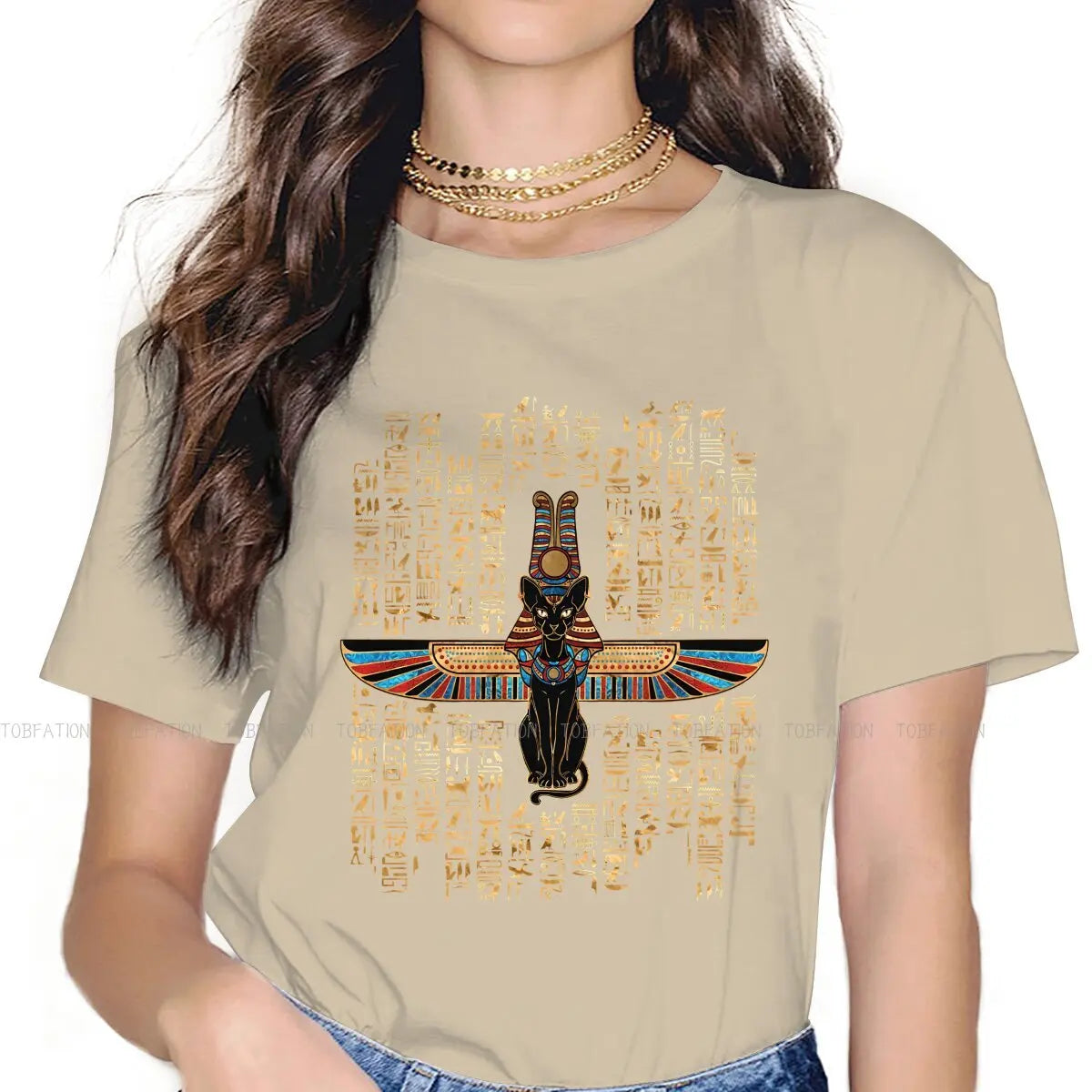 Classic Women Shirts Ancient Egypt Egyptian Korean StyleT-shirt Kawaii 100% Cotton Female Blusas