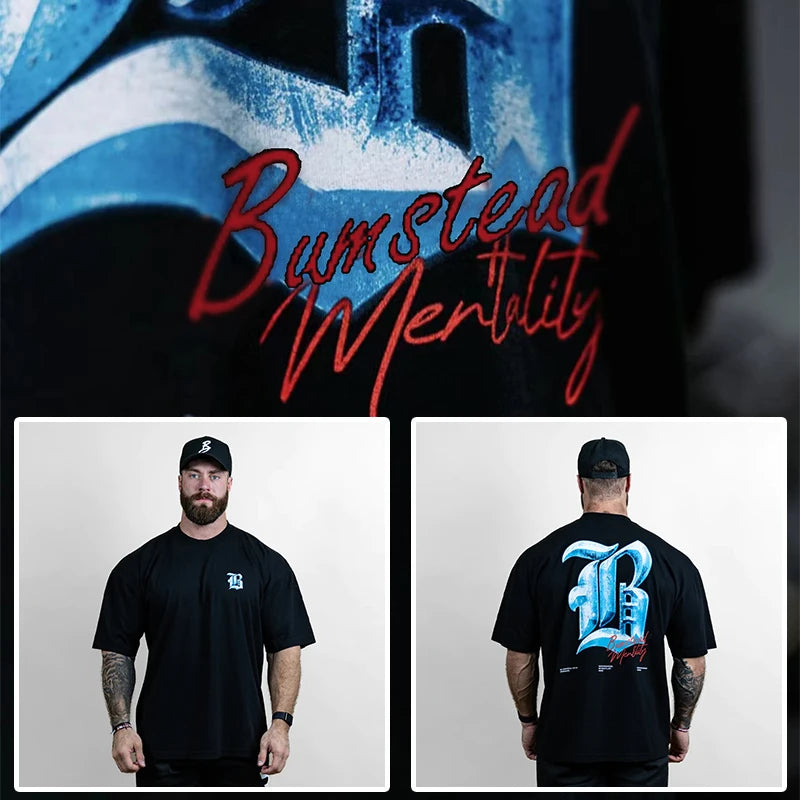 New Gym Fitness T-shirt Loose Oversized Cotton Men Short Sleeves Bodybuilding Sports Tees Summer Training Workout Jogging Tops - Live Store 4U