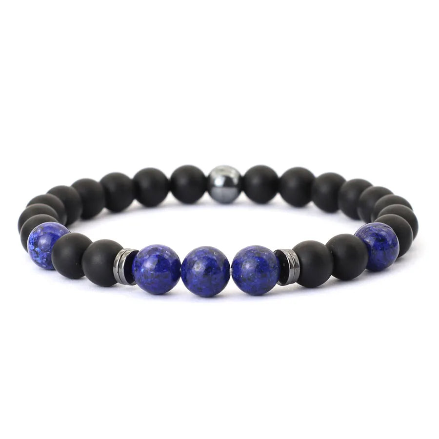 Noter Handmade Mens Bracelet 8mm Onyx Tiger Eyes Stone Beaded Braclet Hematite Healing Braslet Cadeau Homme Leisure Accessories - Live Store 4U